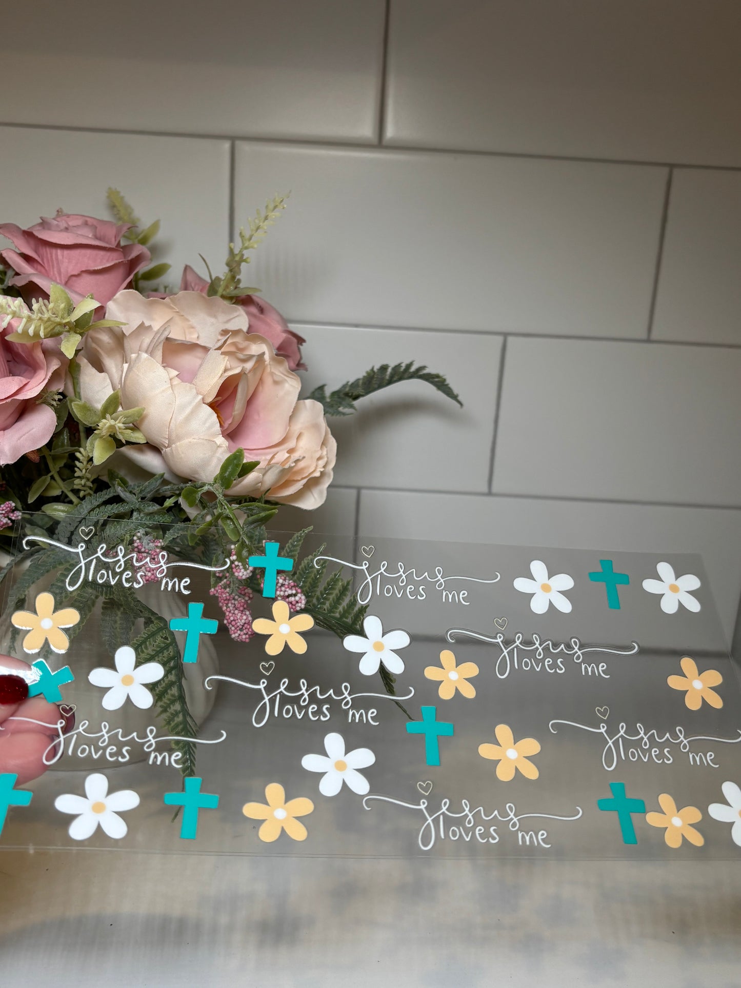 Jesus Loves Me 16 Ounce UV DTF Decal