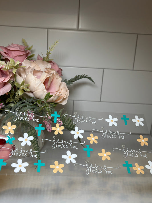 Jesus Loves Me 16 Ounce UV DTF Decal