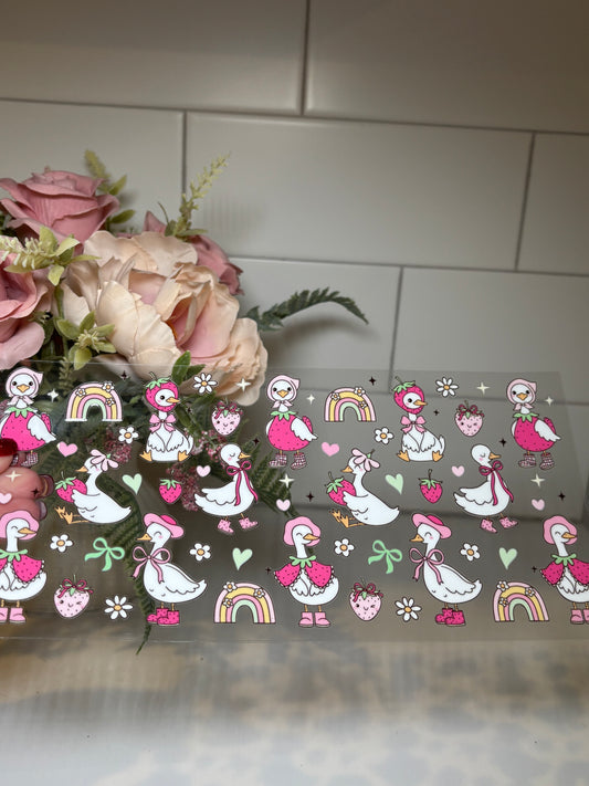 Strawberry Goose 16 Ounce UV DTF Decal