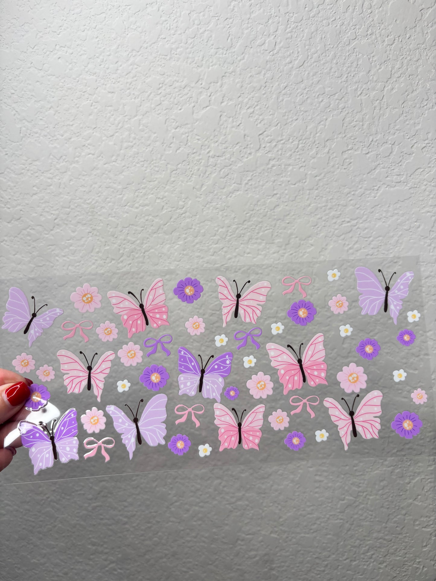 Pink and Purple Butterfly UV DTF Cup Wrap