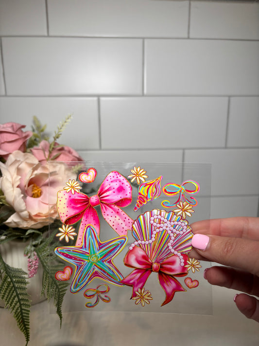 Seashell and Bows UV DTF Decal