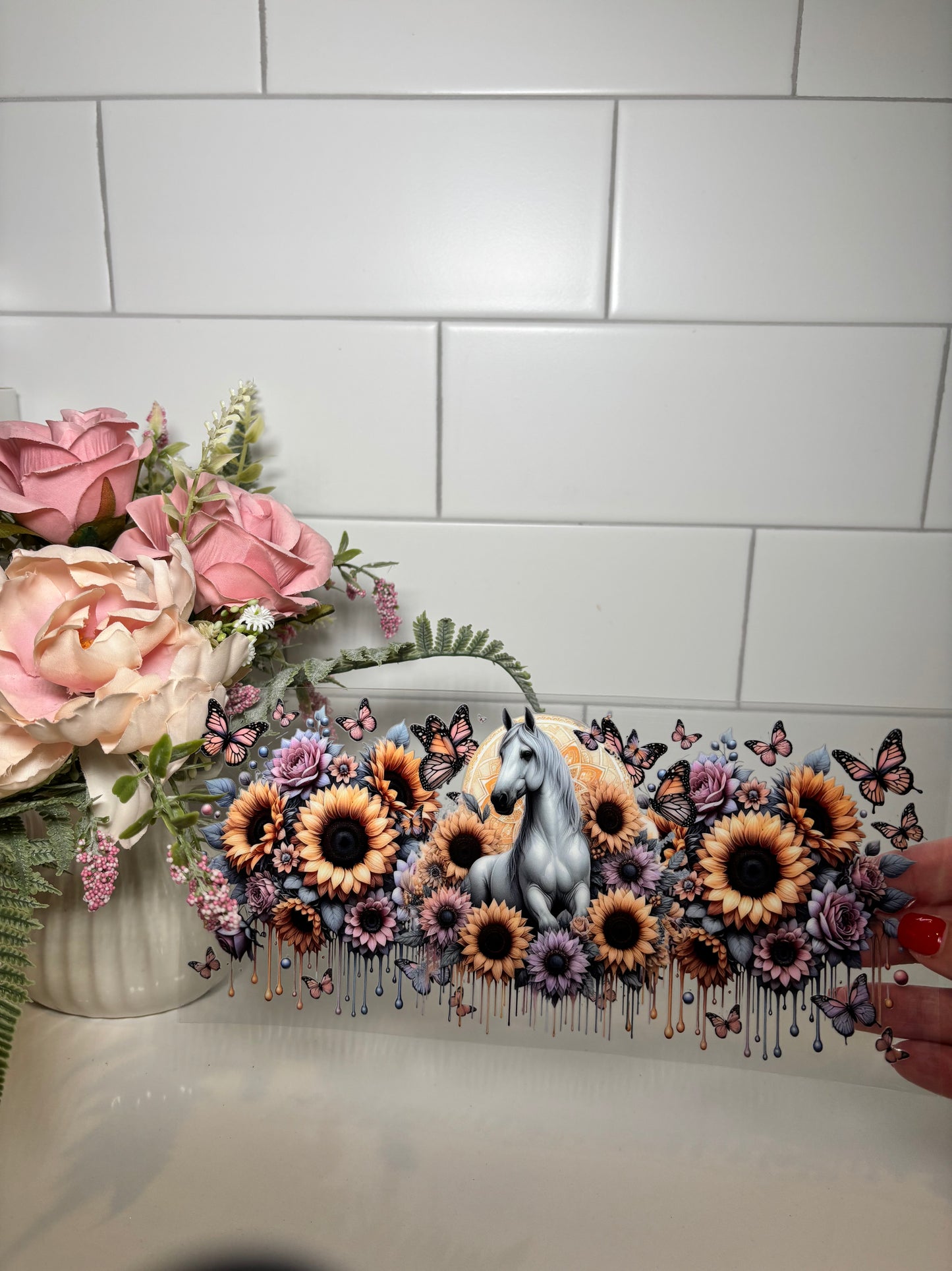 4-Floral Horse UV DTF Cup Wrap