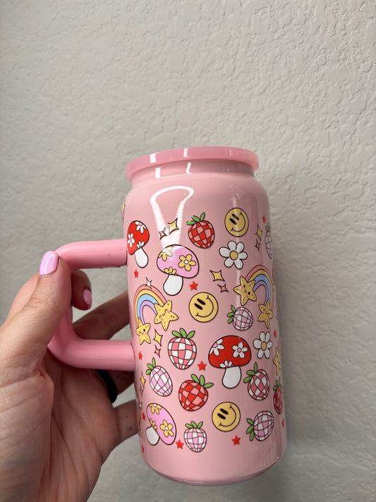 Disco Mushroom Pink 16 Ounce Stainless Steel
