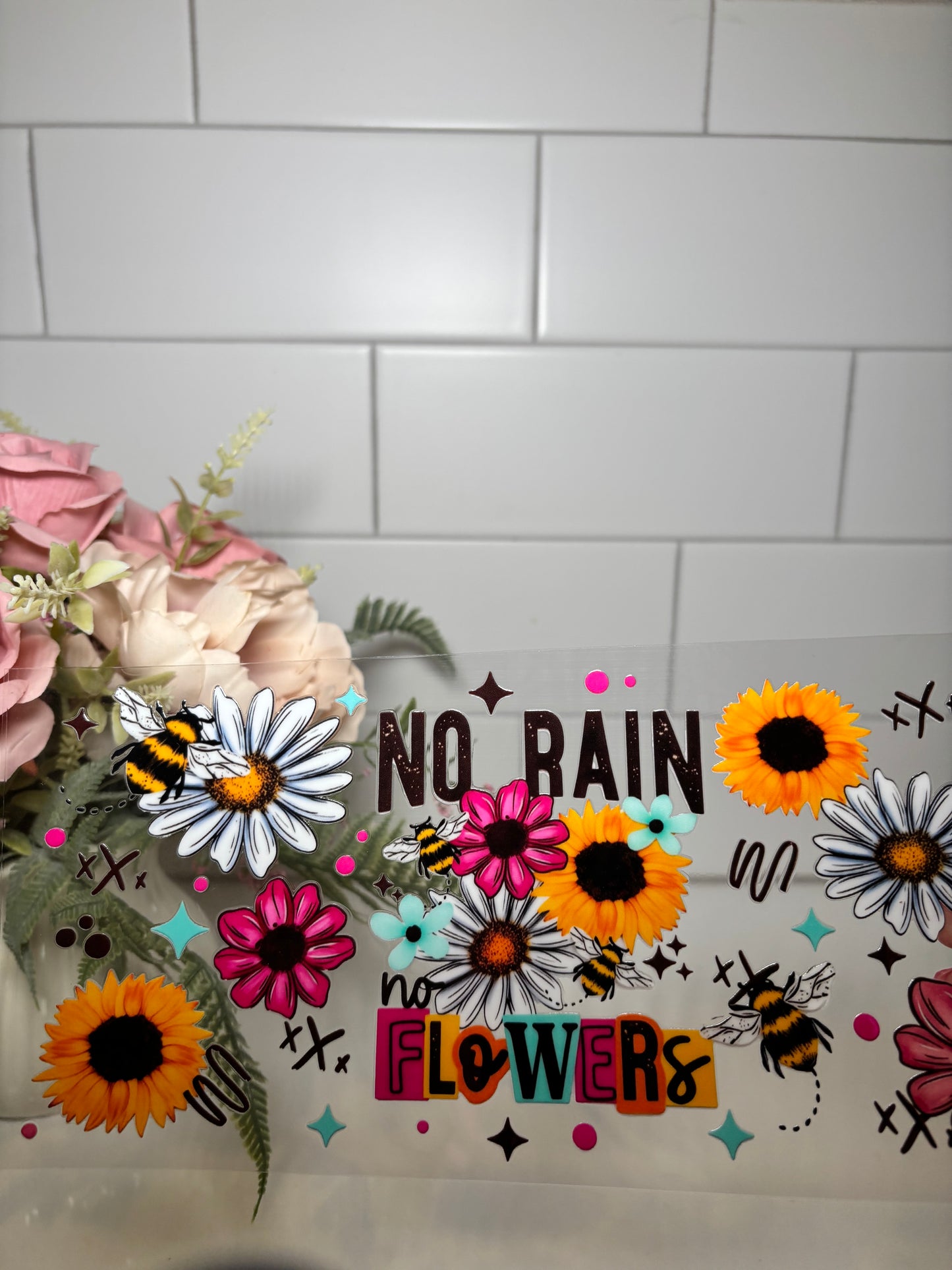 1-No Rain No Flowers UV DTF Cup Wrap