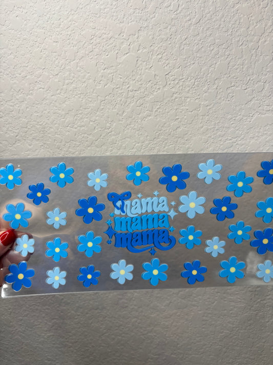 Blue Mama Flower UV DTF Cup Wrap