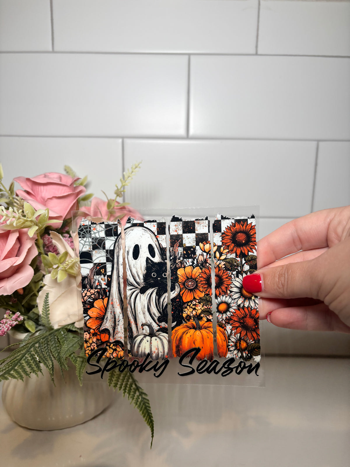 6-Spooky Season Checkered UV DTF Decal