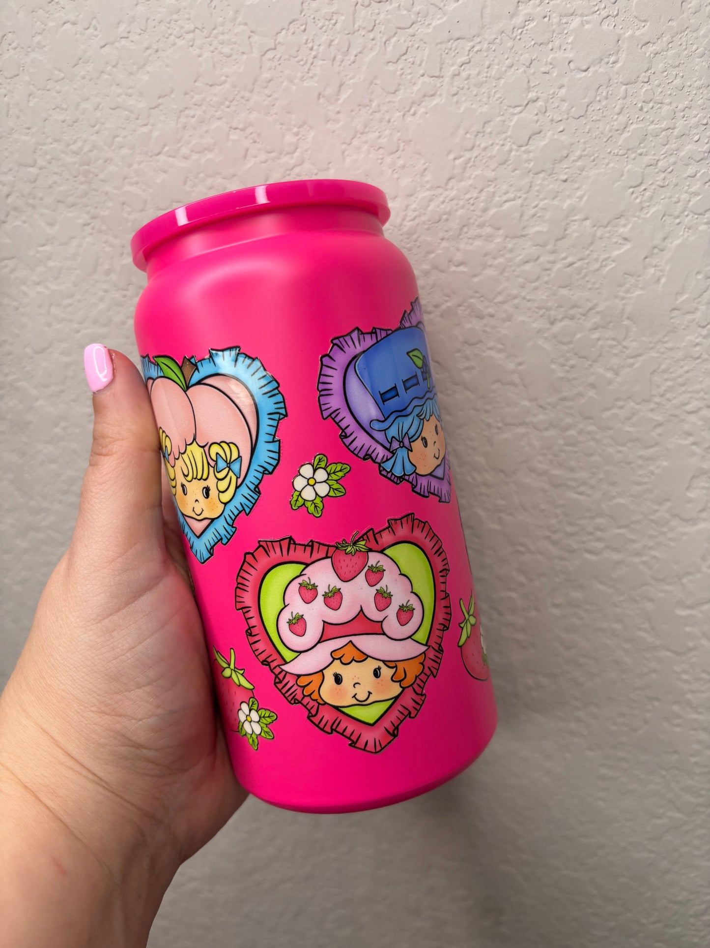Matte Pink Strawberry Girl and Friends 16 ounce Stainless