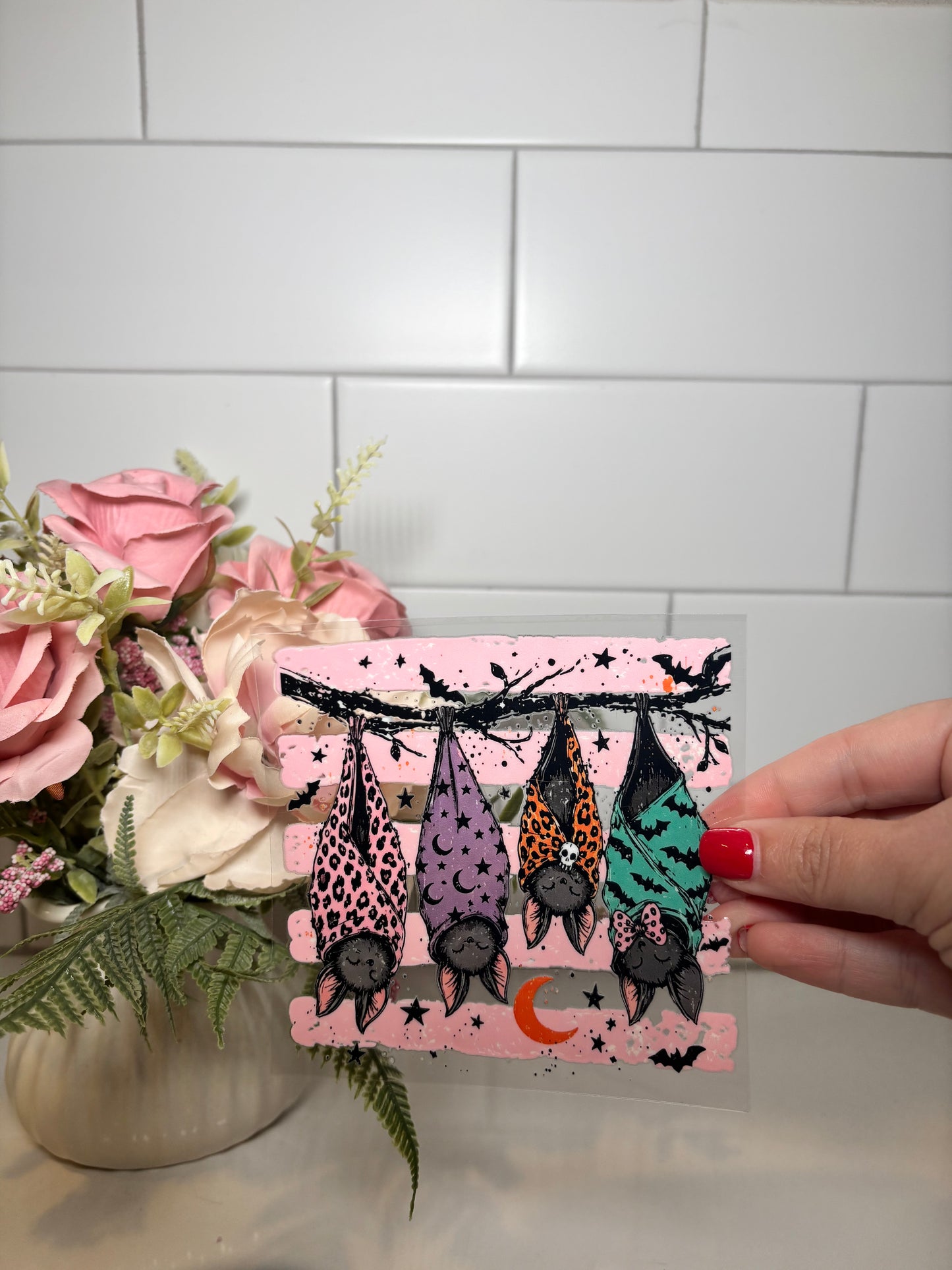 6-Cute Bats UV DTF Decal