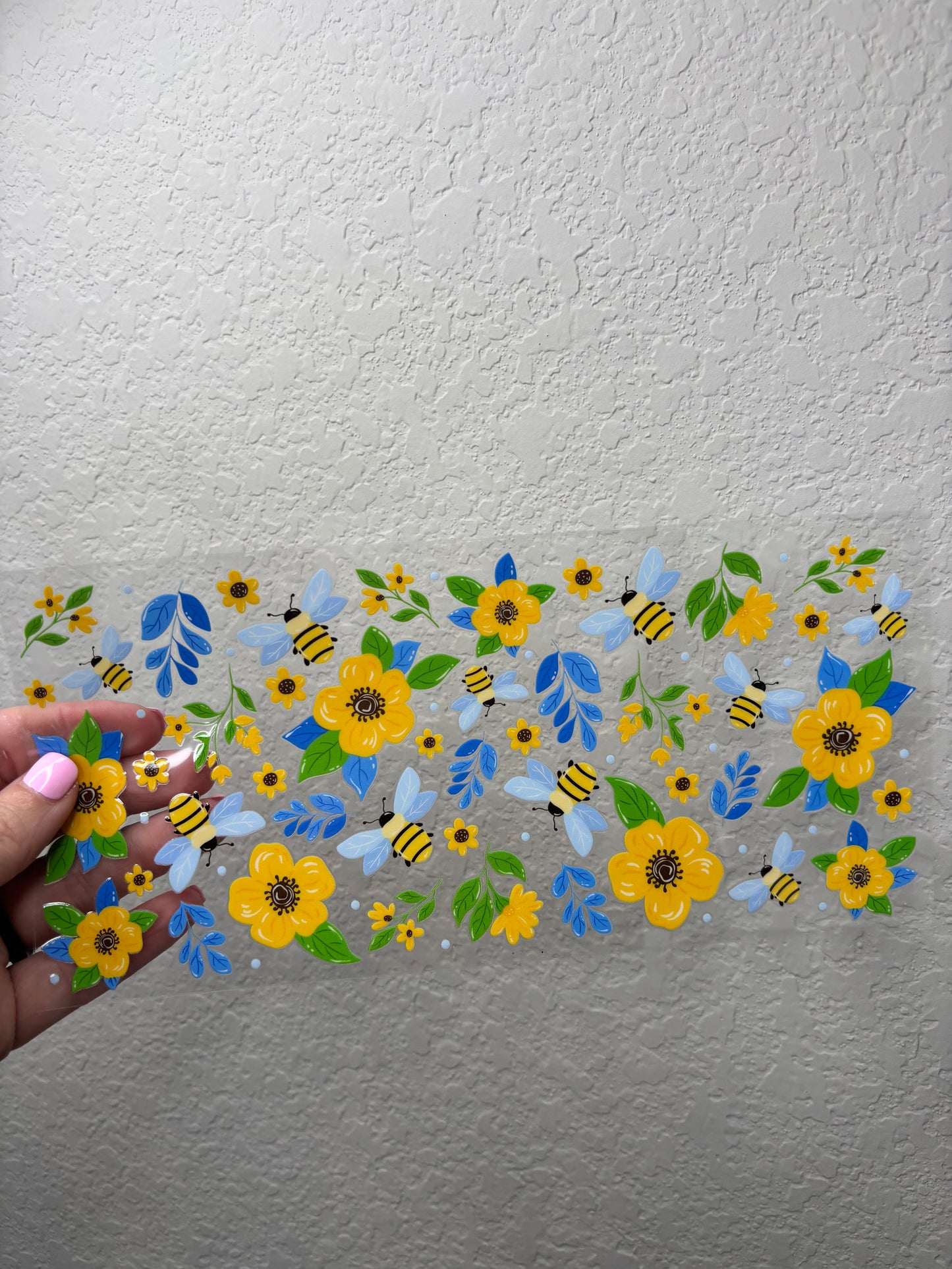 Blue Honey Bee UV DTF Cup Wrap