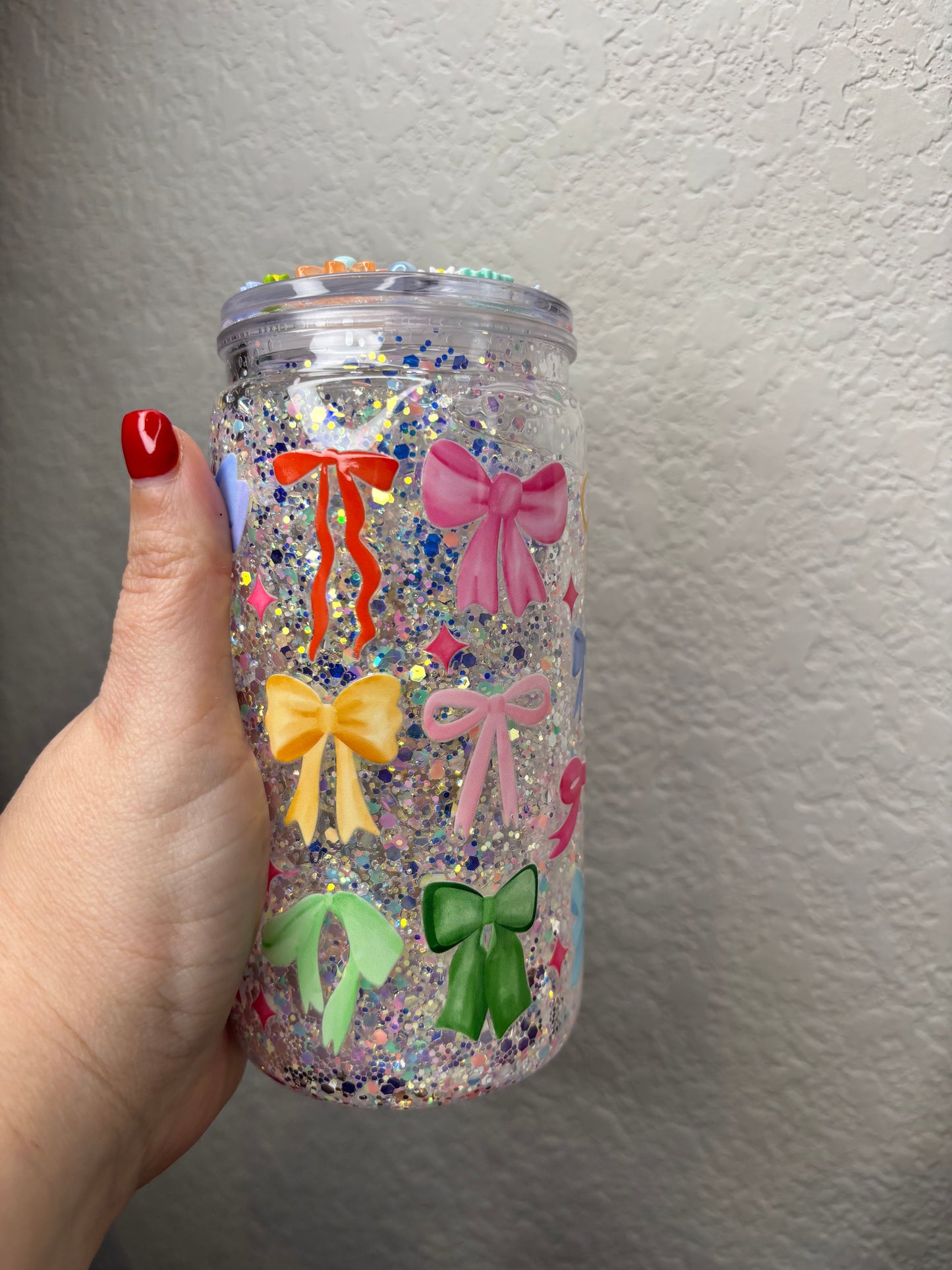 Colorful Bow Snowglobe Tumbler