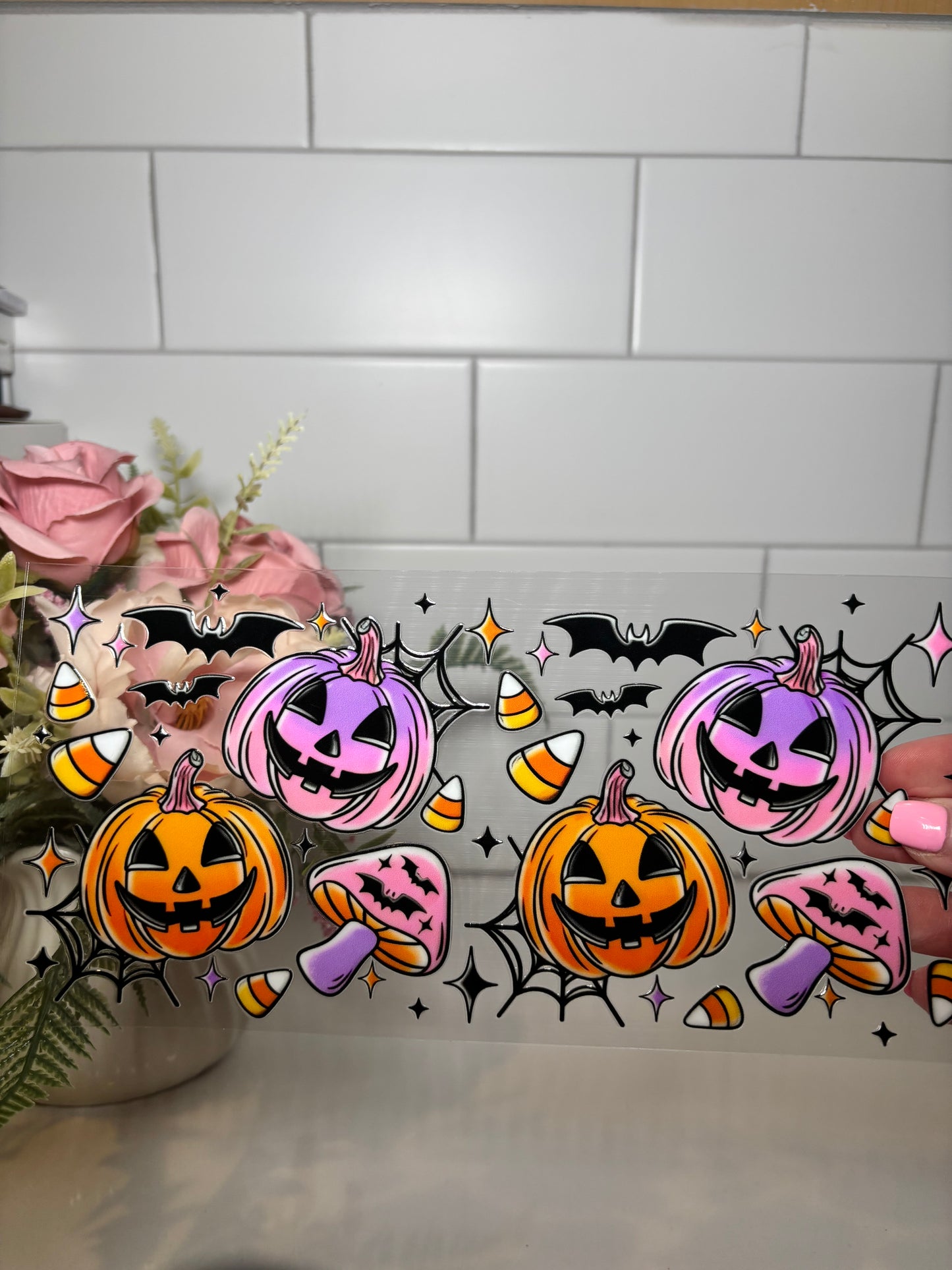 2-Purple and Orange Pumpkins UV DTF Cup Wrap
