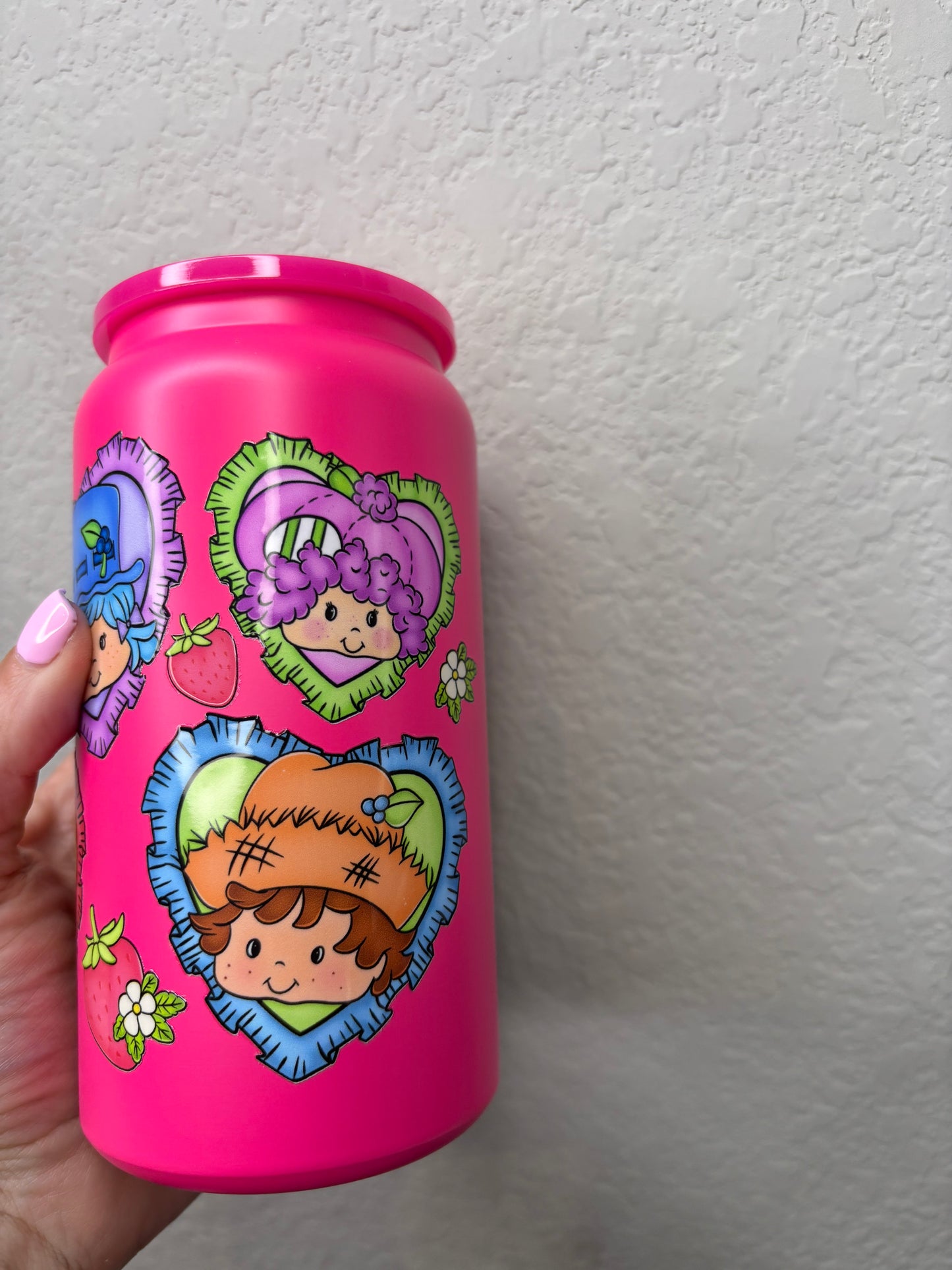 Matte Pink Strawberry Girl and Friends 16 ounce Stainless
