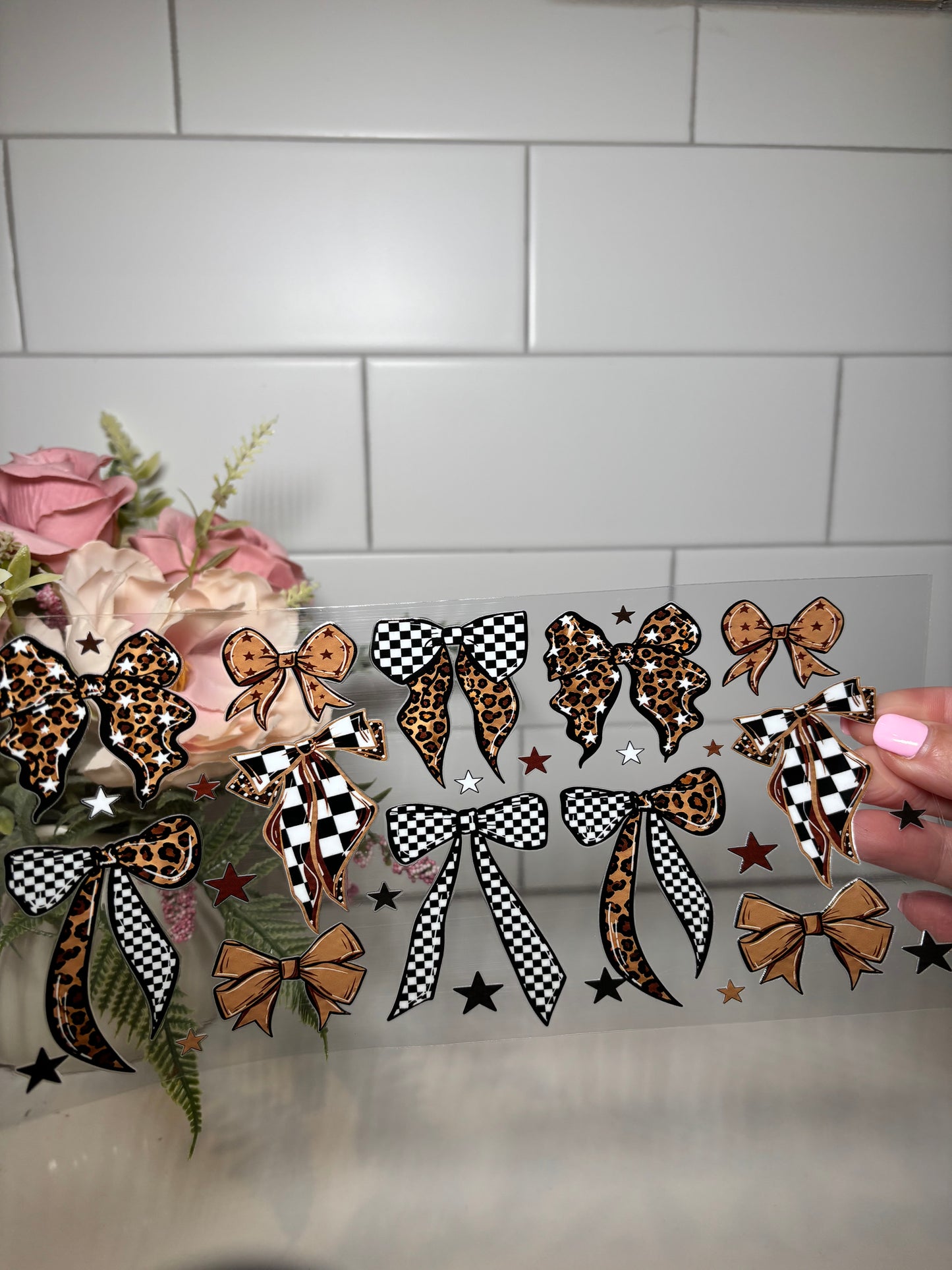Neutral Bow UV DTF Cup Wrap