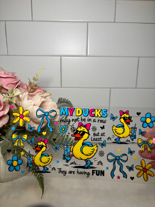 1-Ducks Having Fun UV DTF Cup Wrap