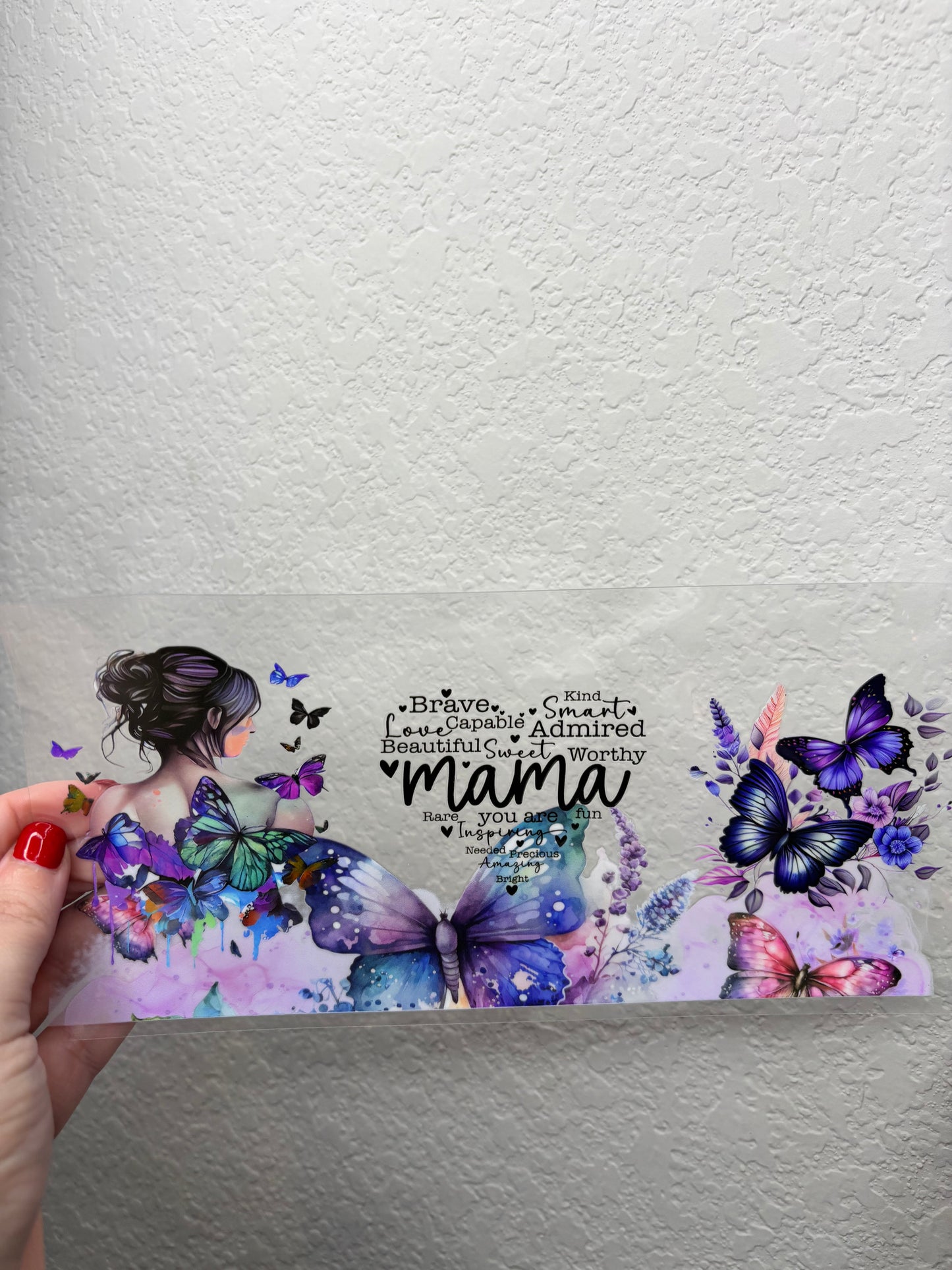 Mama Lady Butterfly UV DTF Cup Wrap