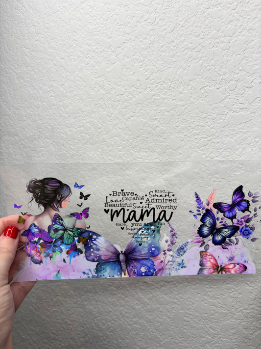 Mama Lady Butterfly UV DTF Cup Wrap