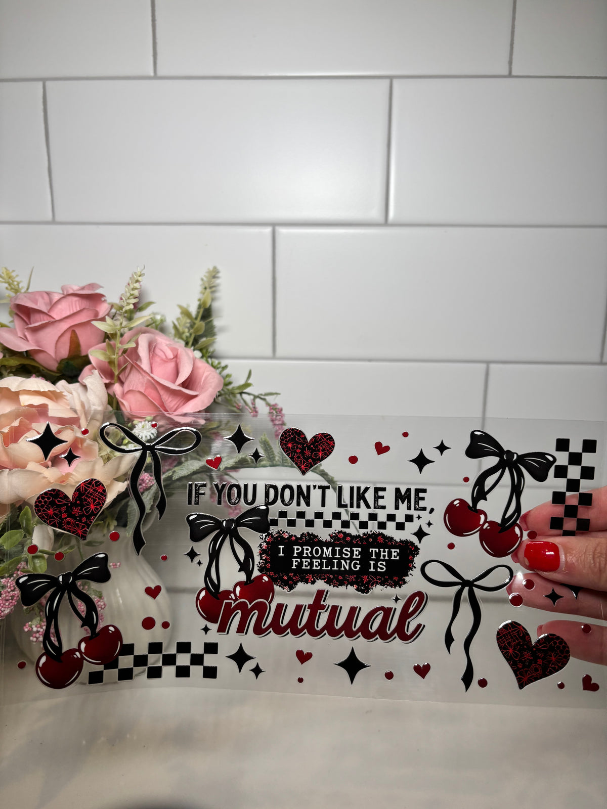 5-Mutual Checkered UV DTF Cup Wrap