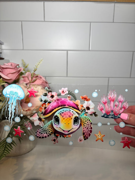 2-Cute Turtle UV DTF Cup Wrap