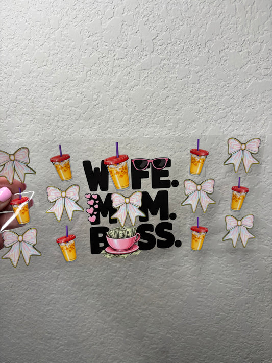 Wife Mom Boss UV DTF Cup Wrap