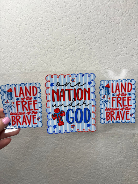 Land of the Free UV DTF Cup Wrap
