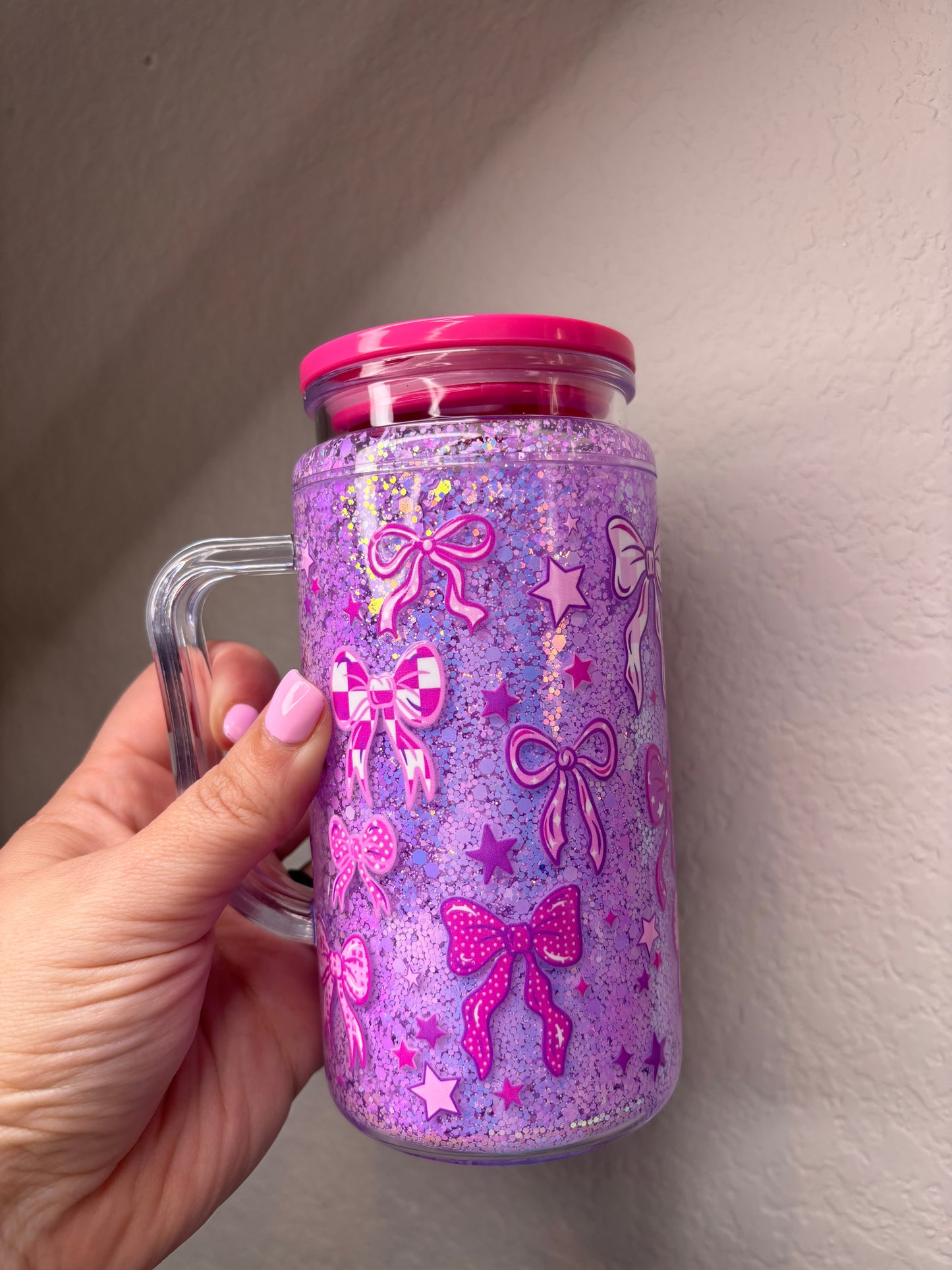 Purple Glitter Snowglobe Tumbler
