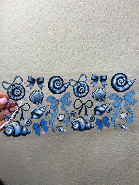 Blue Seashells UV DTF Cup Wrap