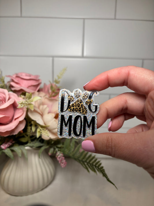 Dog Mom Leopard Paw Acrylic Flatback