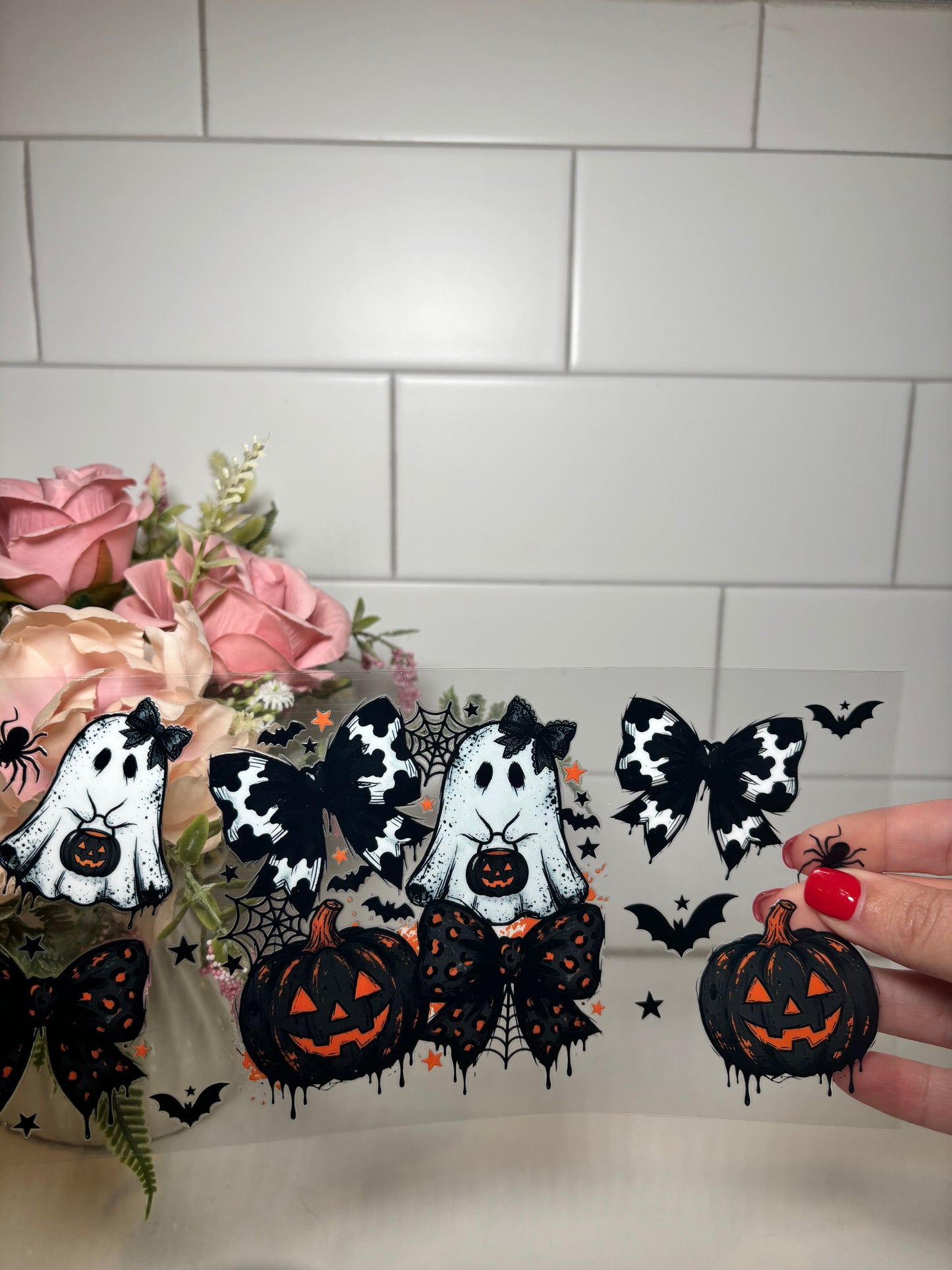 6-Cow Bow Ghost UV DTF Cup Wrap