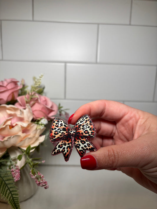 6-Leopard Bow Acrylic Flatback