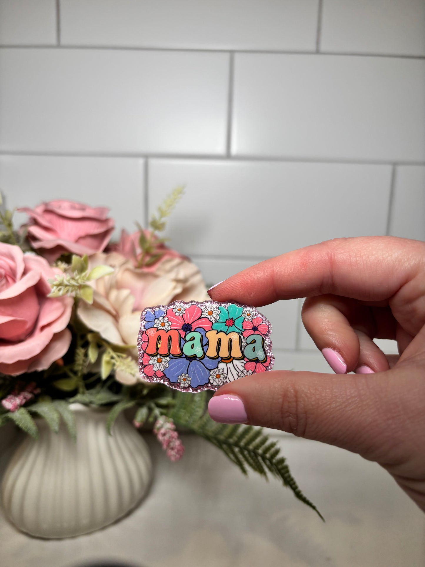 Floral Mama Flatback Acrylic