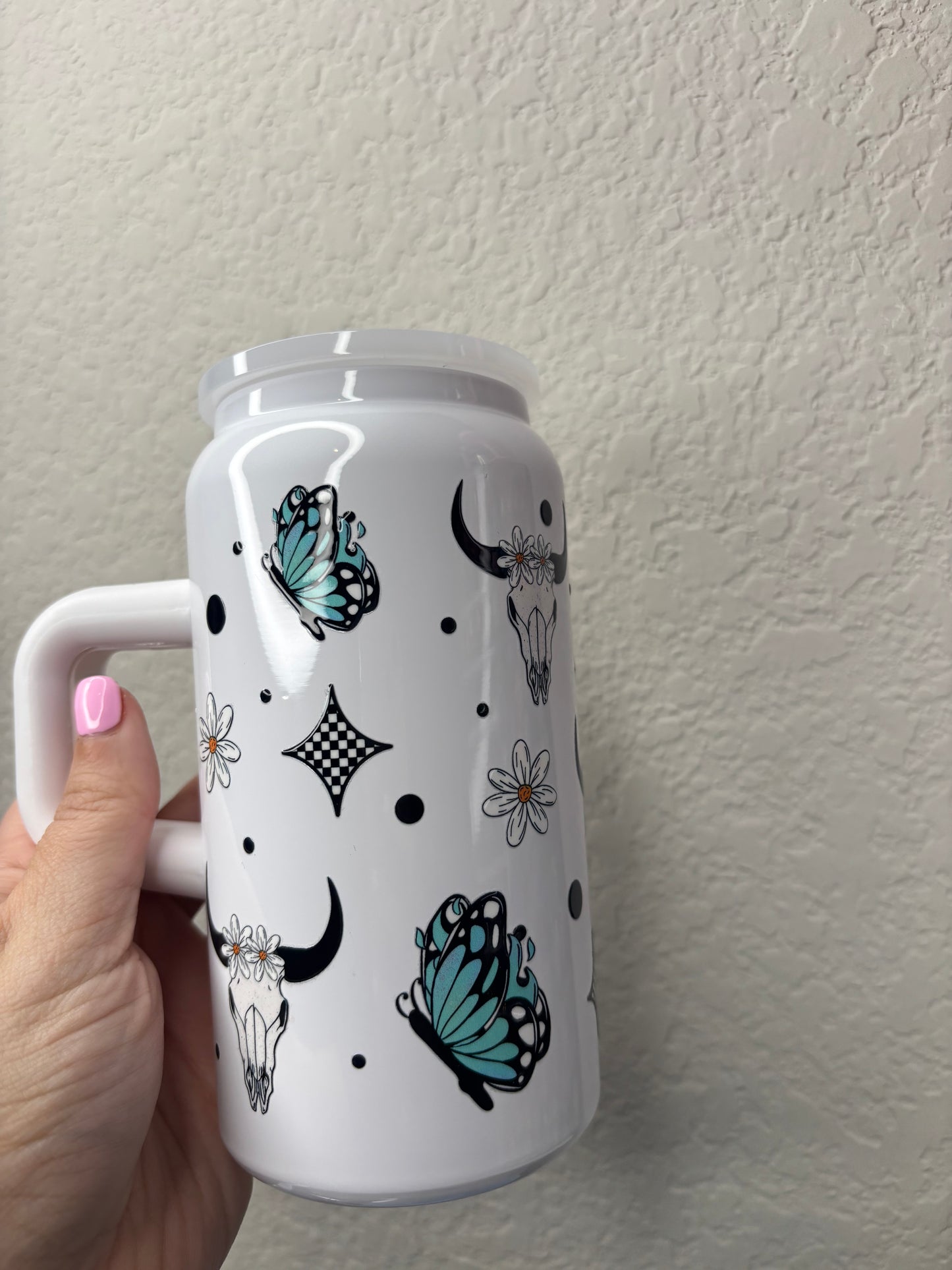 Western Butterfly White 16 Ounce Stainless Steel