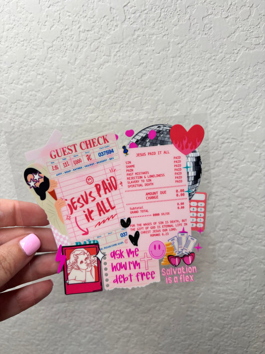 Jesus Paid it All UV DTF Decal