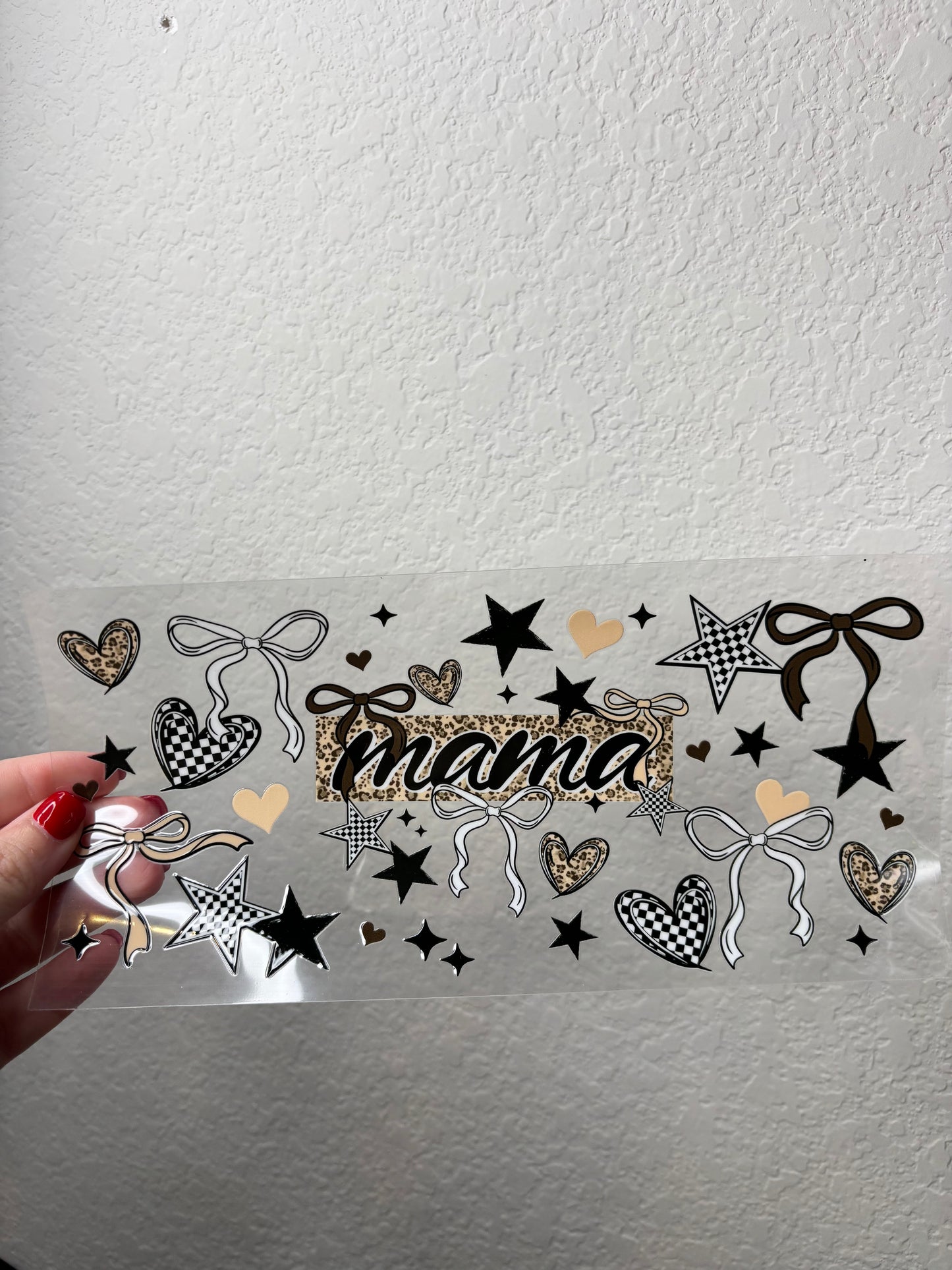 Mama Cheetah and Checkered UV DTF Cup wrap