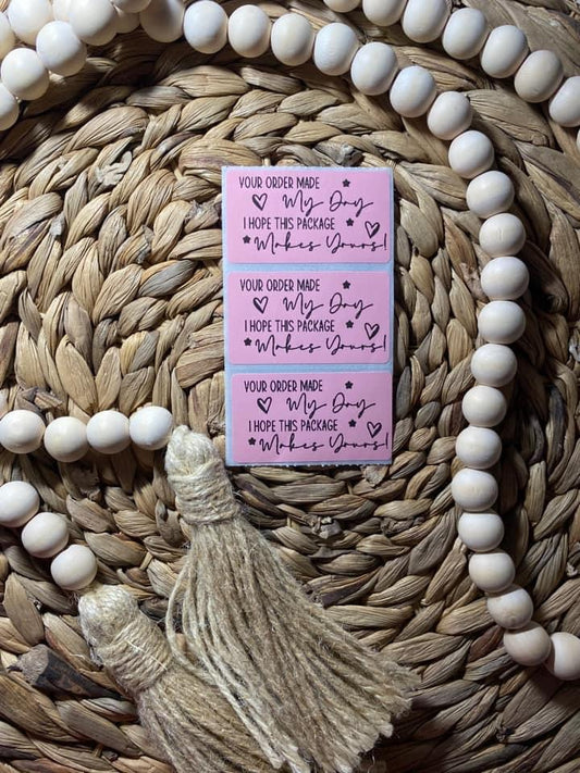 Your Order Made My Day Hearts and Starts Thermal Stickers