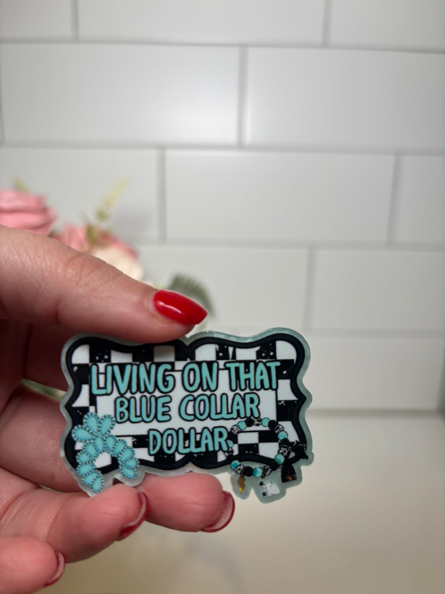 4-Blue Collar Acrylic Flatback