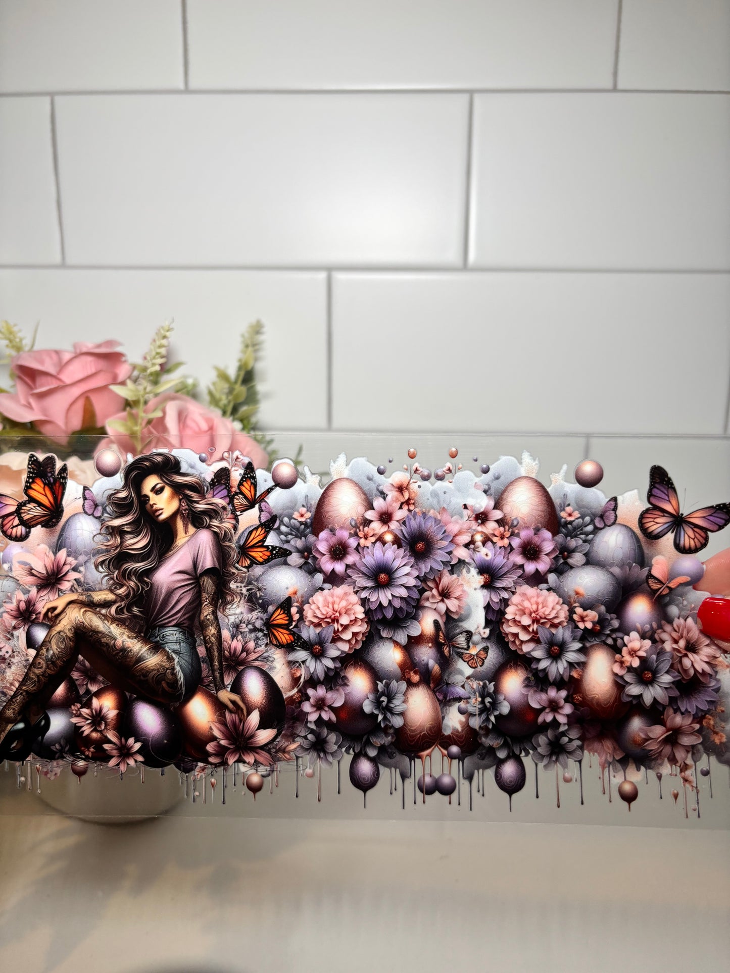 5-Tattoo Girl Butterflies UV DTF Cup Wrap