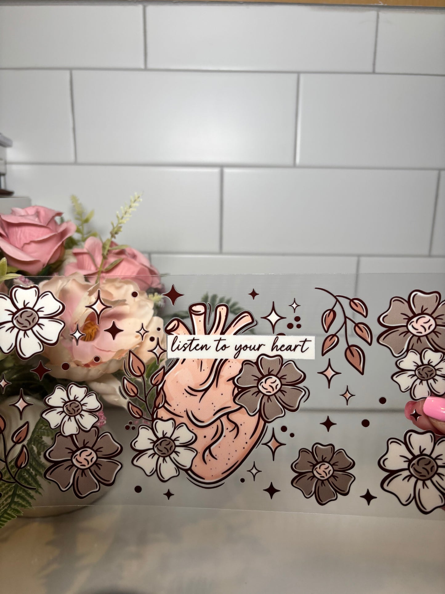2-Listen to your Heart UV DTF Cup Wrap