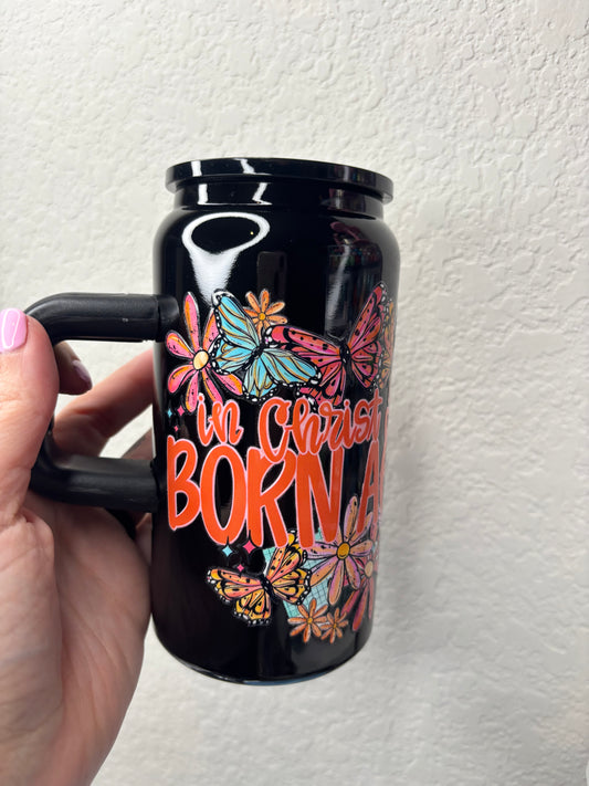 Born Again Floral 16 Ounce Black Stainless