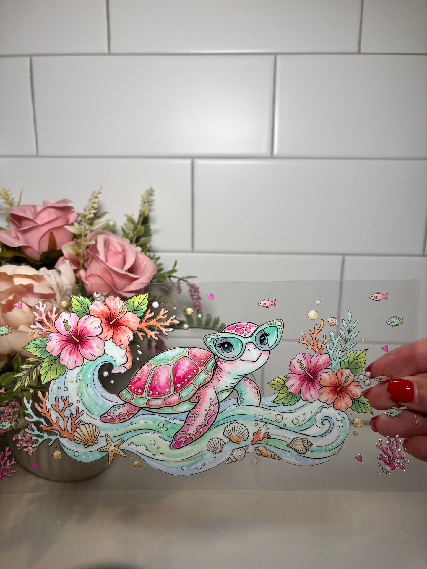 5-Cute Pastel Turtle UV DTF Cup Wrap