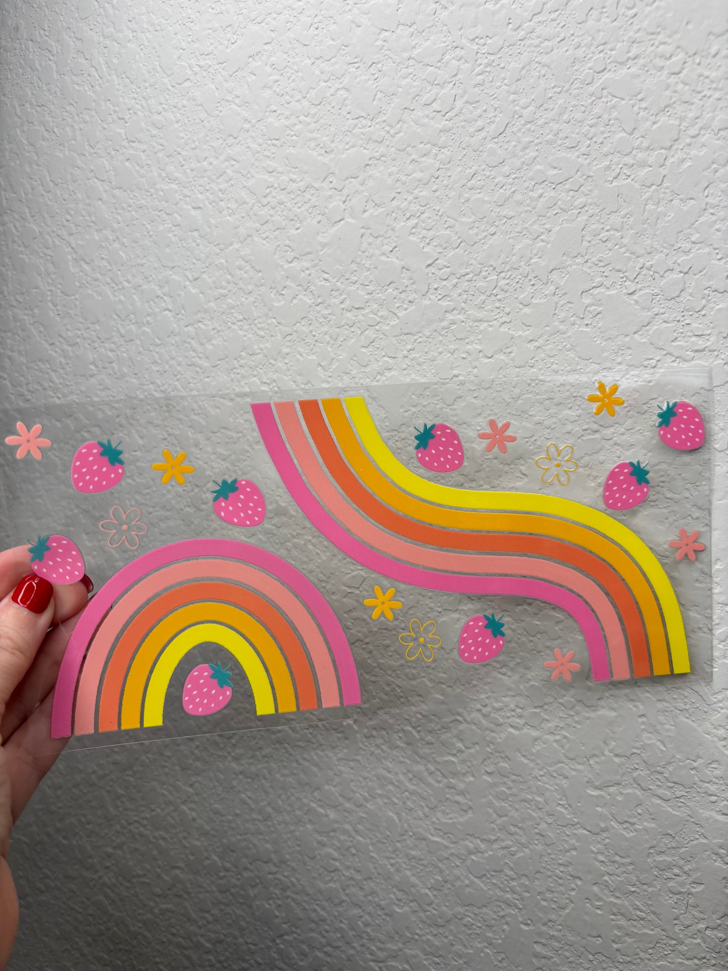 Strawberry Rainbow UV DTF Cup Wrap