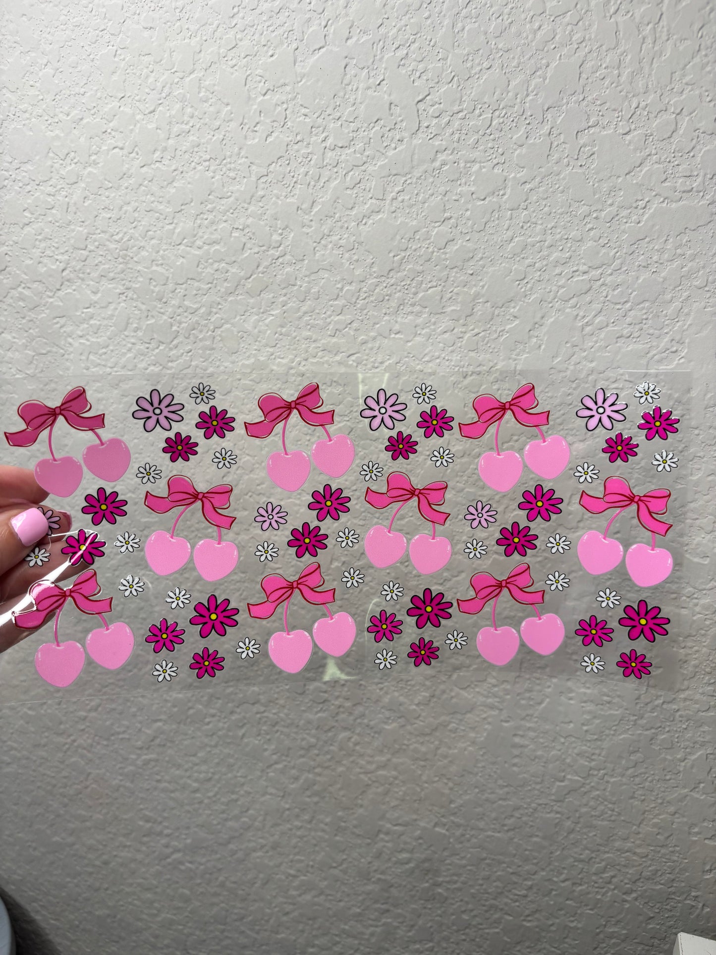 Pink Cherry UV DTF Cup Wrap