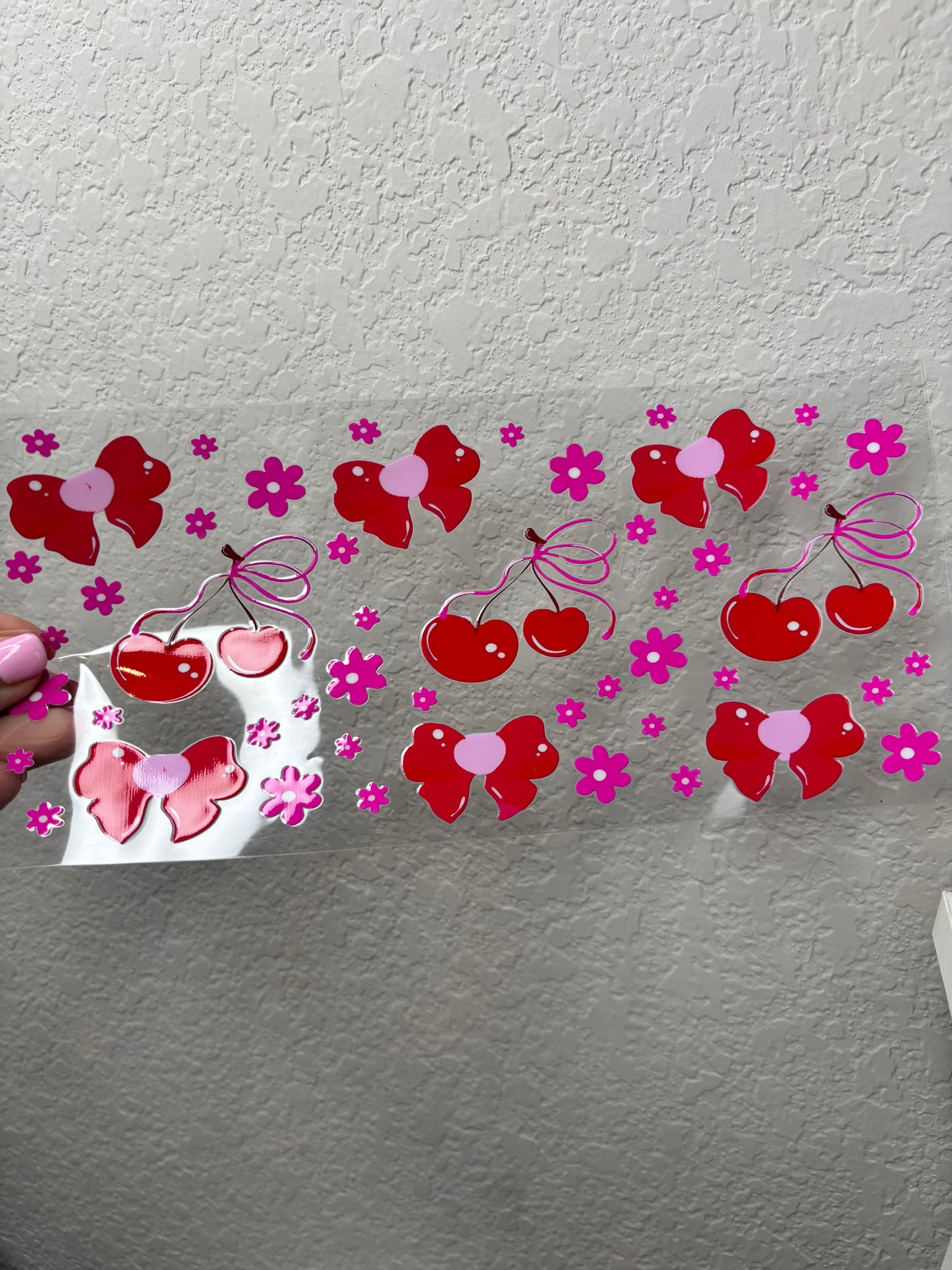 Bows and Cherries UV DTF Cup Wrap