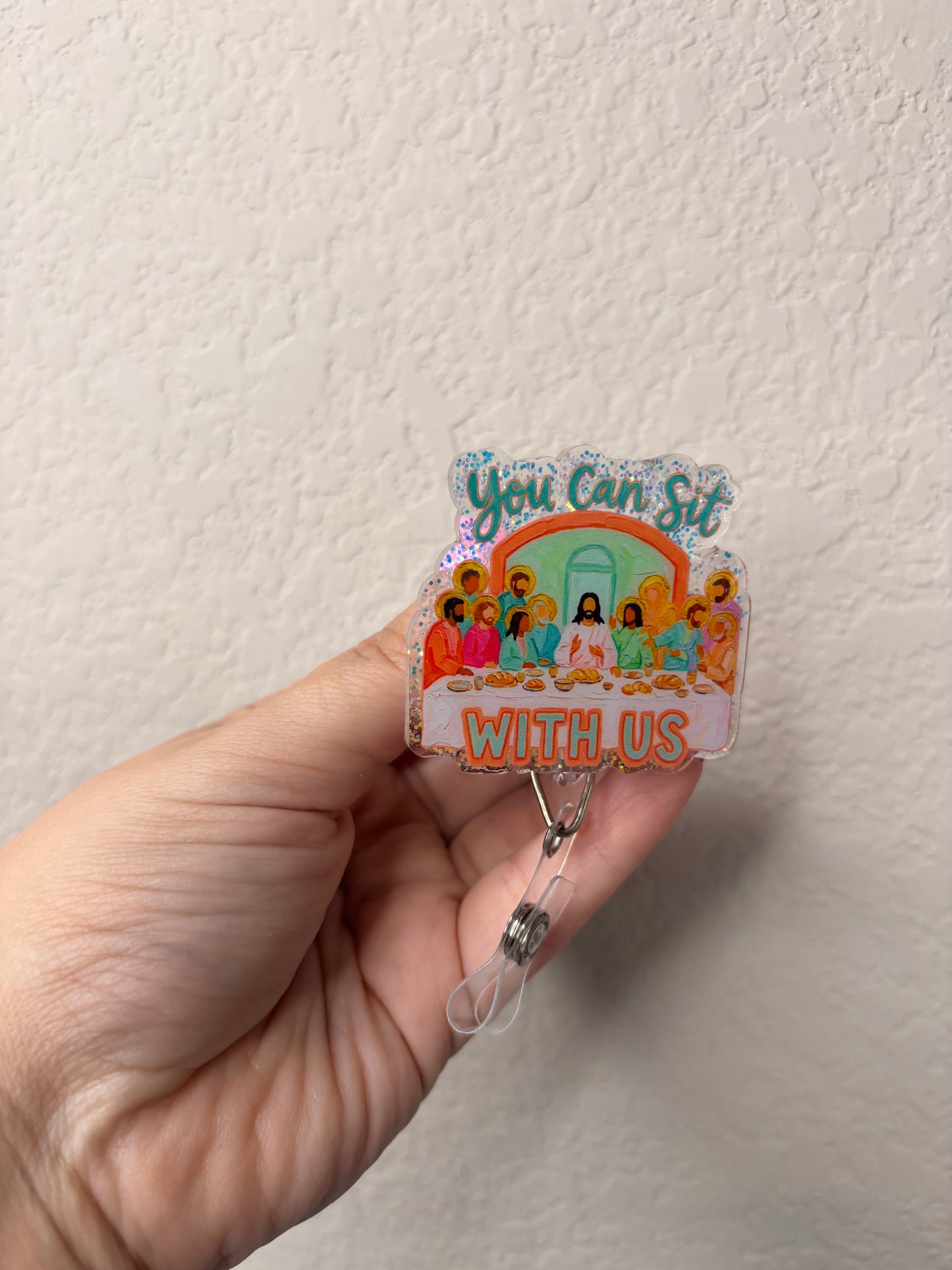 You Can Sit With Us Jesus Badge Reel