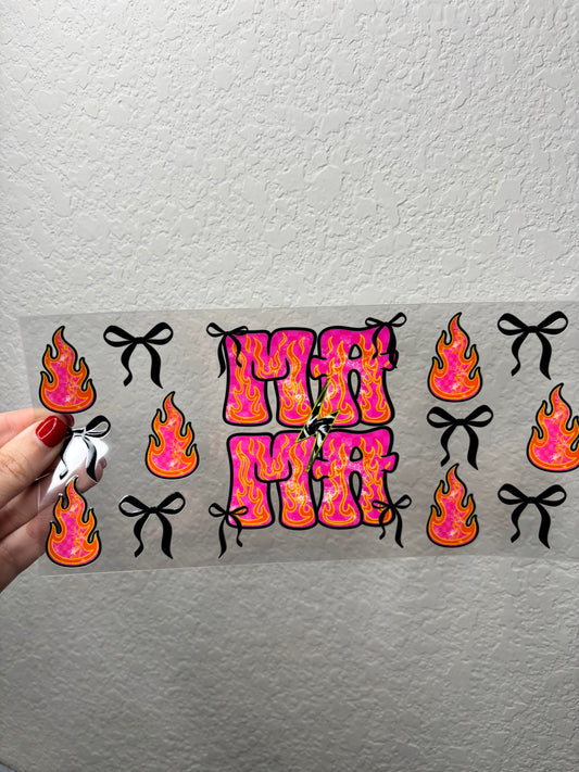 Mama Pink Flame UV DTF Cup Wrap