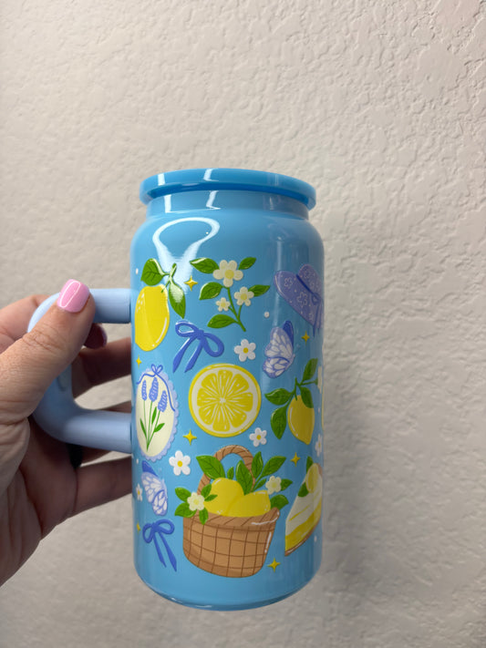 Lemon Blue 16 Ounce Stainless