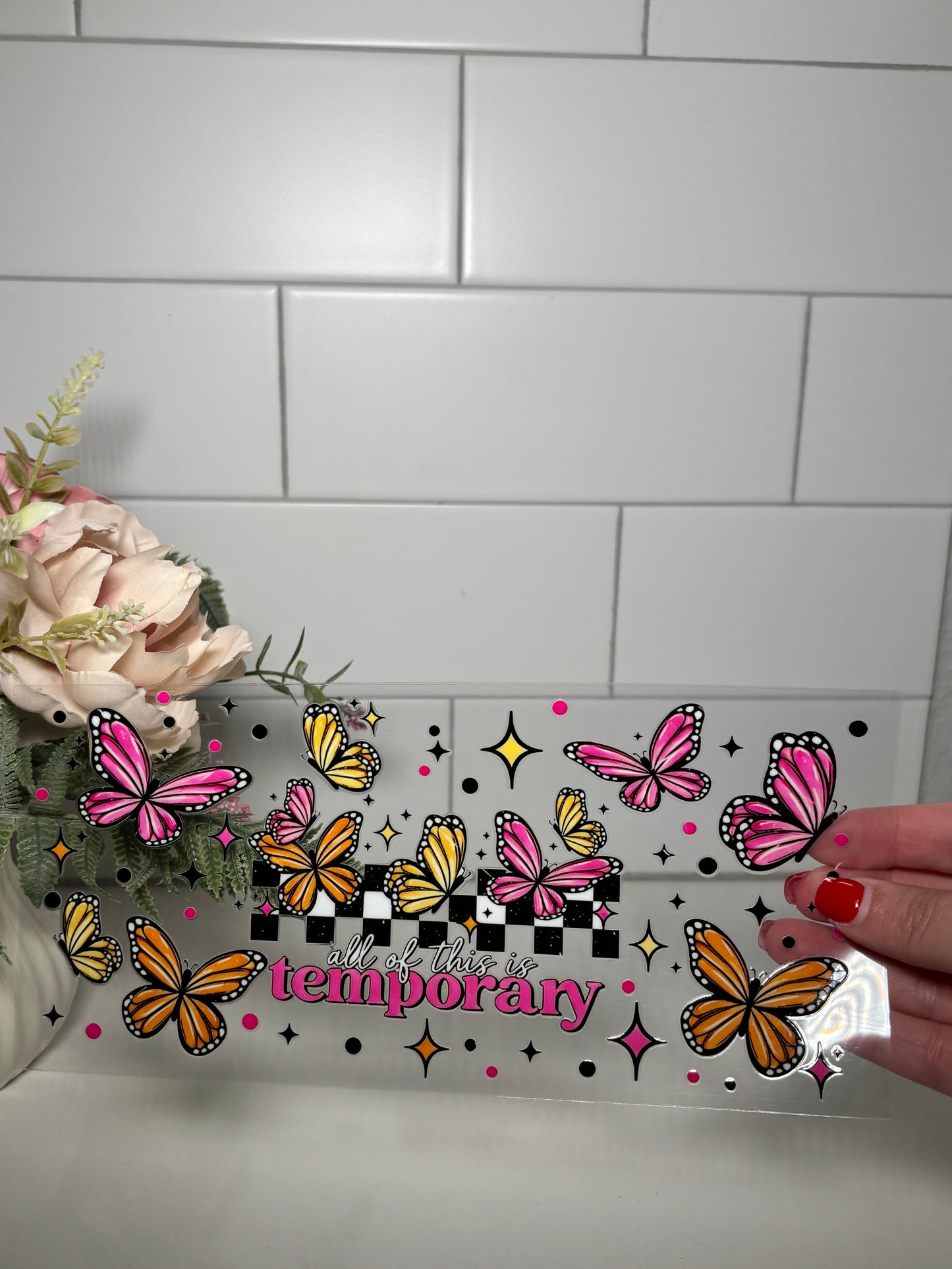 3-Butterflies Temporary UV DTF Cup Wrap