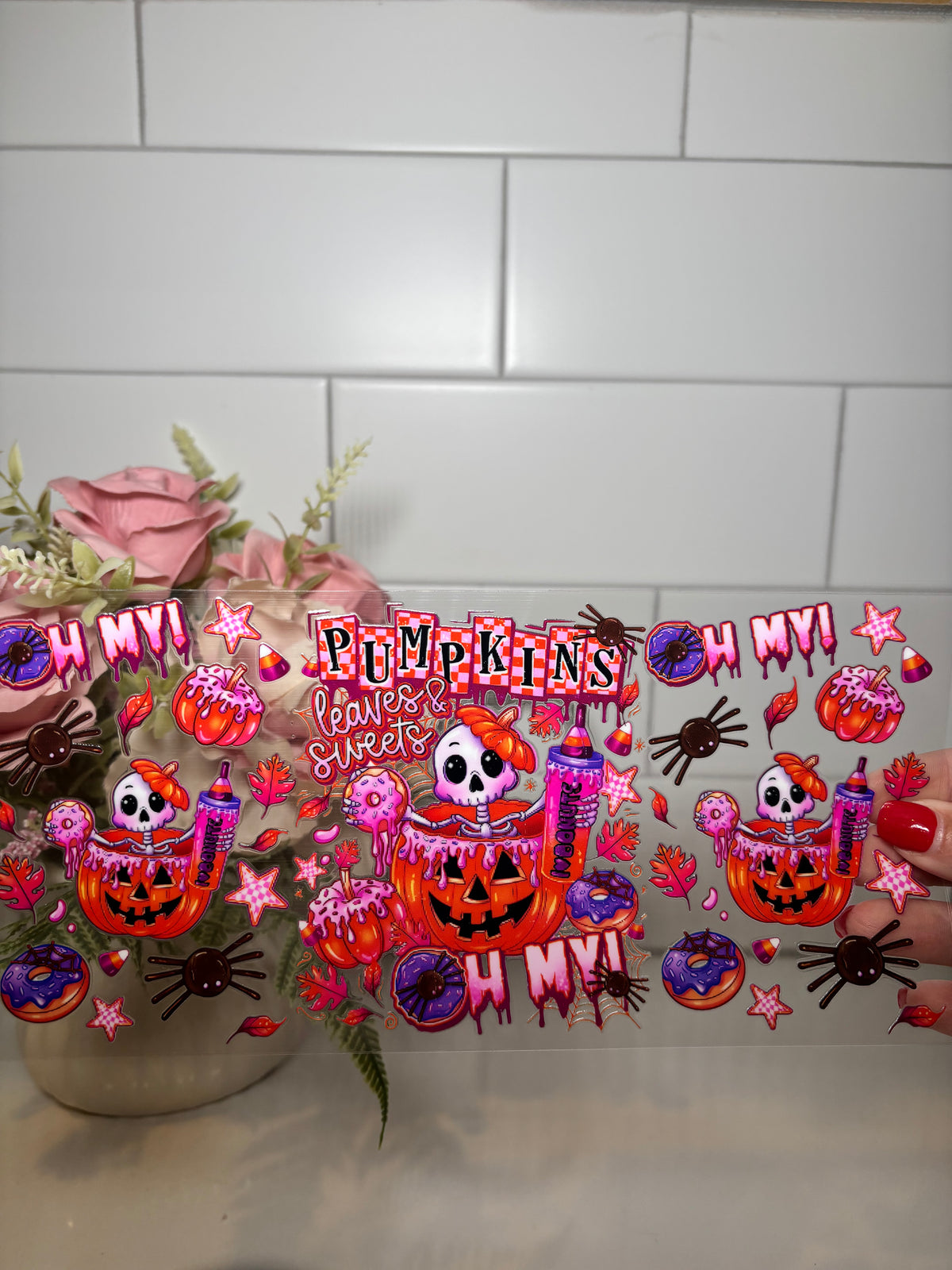 6-Pumpkins Leaves and Sweets UV DTF Cup Wrap