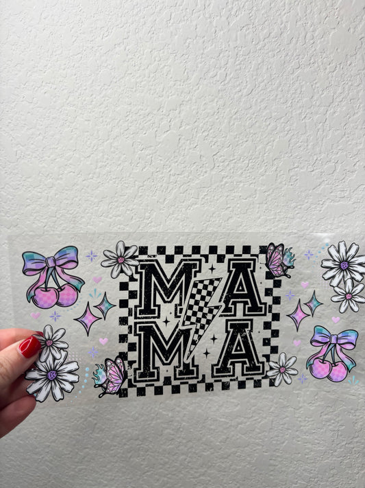 Mama Checked UV DTF Cup Wrap