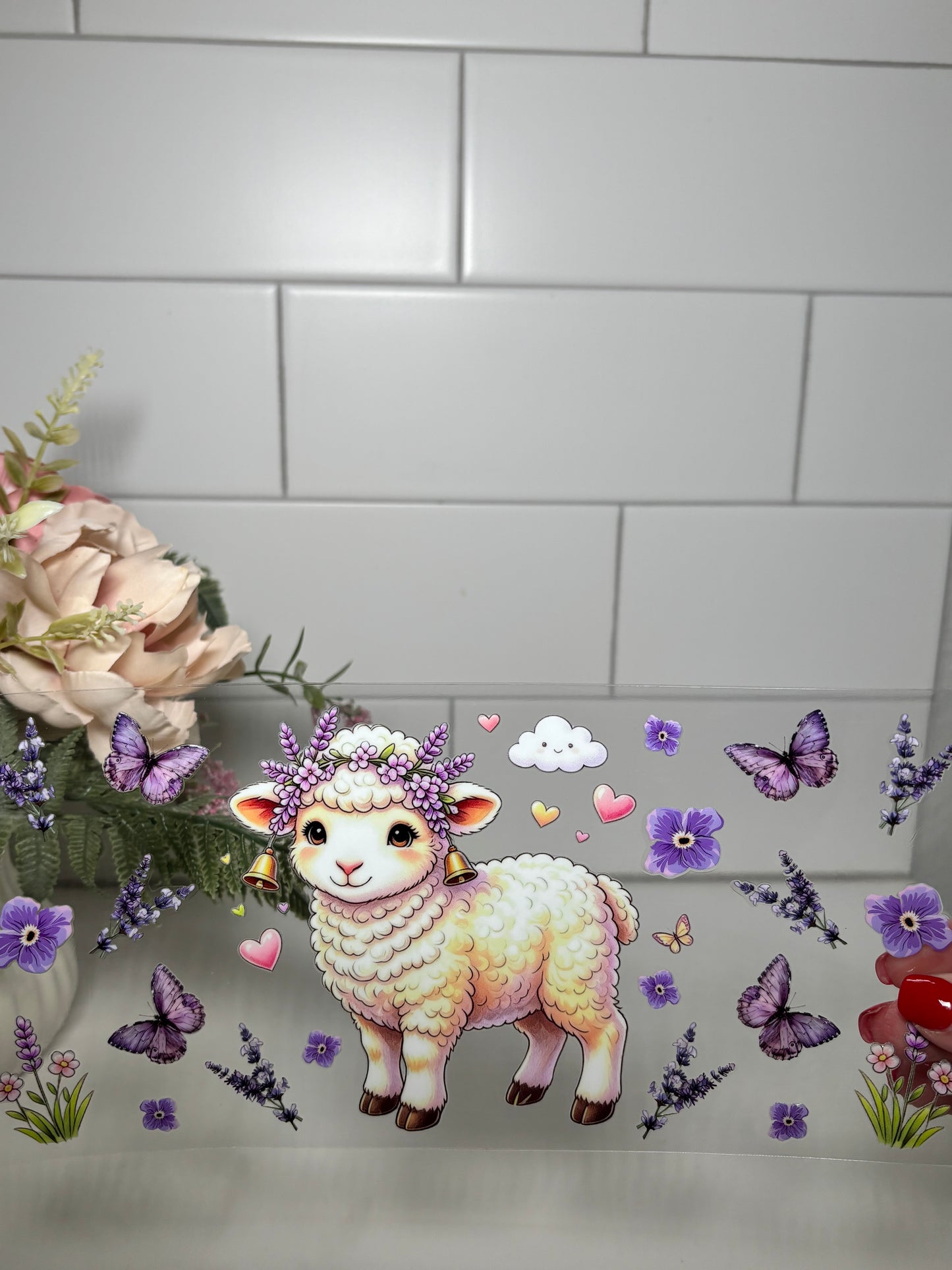 3-Lavendar Lamb UV DTF Cup Wrap