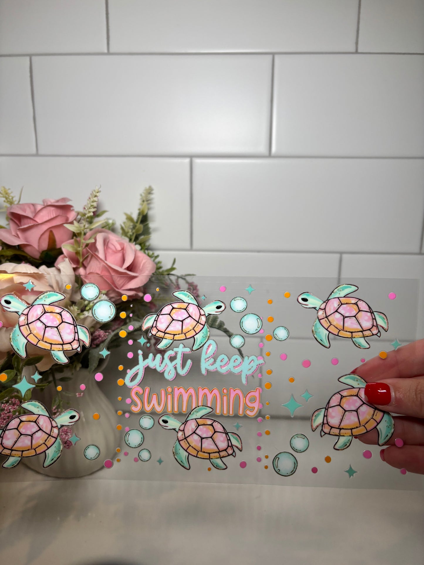 5-Keep Swimming UV DTF Cup Wrap